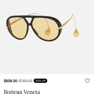Bottega Veneta Black Frame Sunglasses with Gold Details